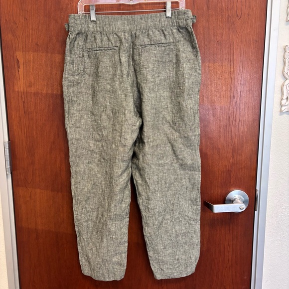 Athleta Voyager 100% Linen Olive Green Cropped Pants size 10 - Picture 4 of 13